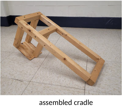 Photograph of the assembled wooden cradle