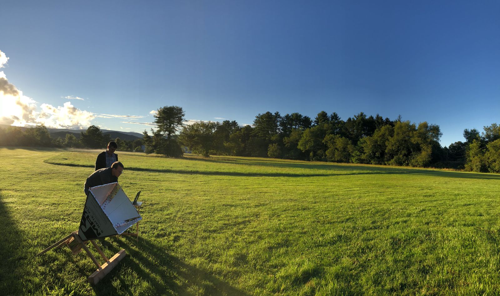 DSPIRA teachers observing with a horn antenna at the Green Bank Observatory in 2018